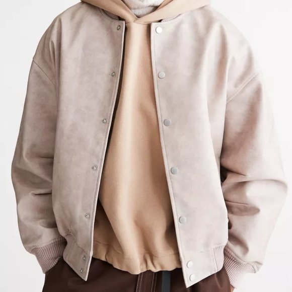 Heather Grey Faux Leather Flight Jacket **NEW NEVER WORN** - Picture 1 of 3